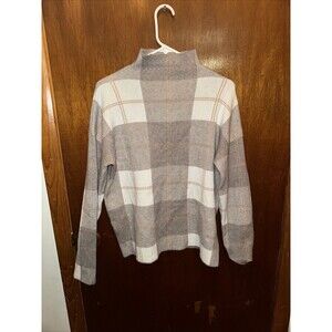 Rachel Zoe Womens Gray Mock Neck Plaid Sweater Size Large